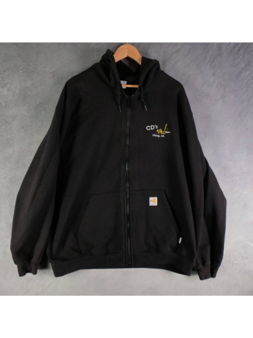 Carhartt Jacket Men's 2XL Black FR Full Zip Hooded Workwear Heavyweight FRK007